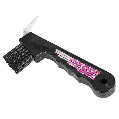 PINK CRYSTAL HOOF PICK W/BRUSH 