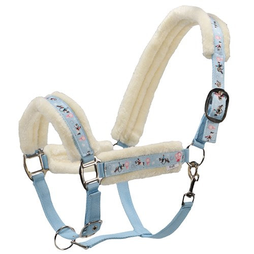 PONY PRINT HALTER AND LEAD SET BLUE/PINK
